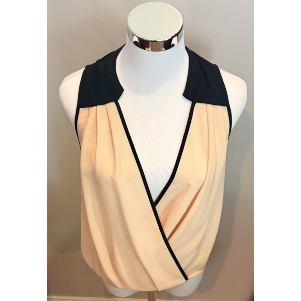 Monteau Los Angeles Elegant Sleeveless Drape Front Blouse - Size Small